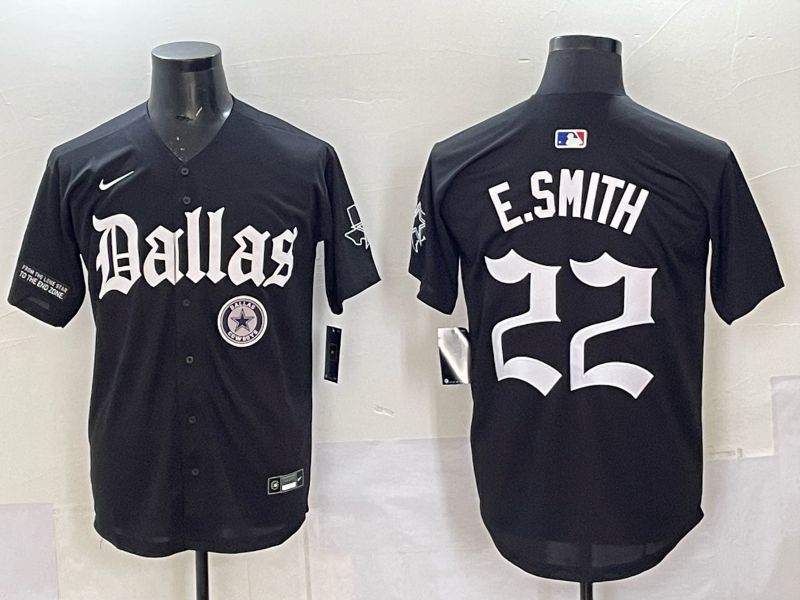 Men 2025 Nike Dallas Cowboys 22 E.Smith Black 5th generation Joint Name Limited NFL Jersey 020